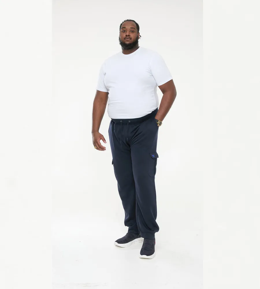 D555 Big Men's Navy Joggers with Cargo Pocket and Ribbed Cuffs (TILDEN 1)